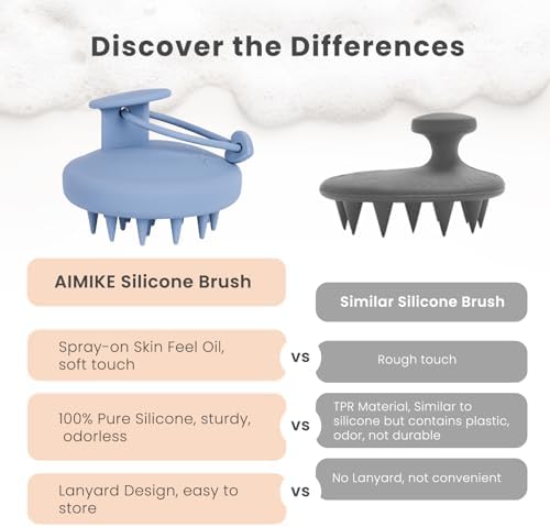 AIMIKE Scalp Massager Shampoo Brush, Soft Silicone Hair Scrubber for Washing Hair, Dandruff Removal & Hair Growth Stimulator, Scalp Brush/Exfoliator Brush On Dry & Wet Scalp
