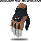 Wheelchair Gloves Unisex Mobility Disability Fingerless Long Thumb Leather Palm Workout Weight Lifting, Cycling, Driving Gloves for Men and Women