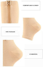 Hotfiary Zipper Compression Socks for Men Women Compression Stockings Toeless/Full Toe Calf Knee High Zippered Socks