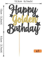 Rsstarxi 1 Pack Golden Birthday Cake Topper Glitter 9th 14th 15th 16th 18th 30th 50th 60th Cake Picks Golden Birthday Cake Decoration for Kids Adults Party Decorations