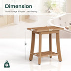 Waterproof Shower Benches for Inside Shower, Poly Lumber Shower Stool with Storage Shelf & Adjustable Feet, SPA Bathroom Seat Chair for Shaving Legs, Indoor or Outdoor Use, Teak Brown