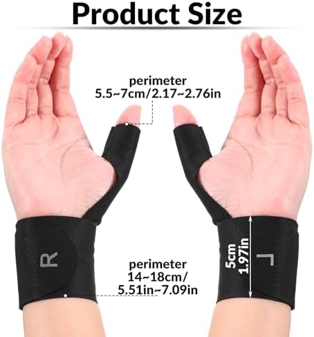 2 Pcs Thumb Wrist Brace Compression Sleeve, Elastic Protector Support Glove for Arthritis Pain Relief, Tendonitis, Sprains, Sports, Women and Men -Fits Both Hands (Black)