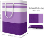 StorageRight Large Collapsible Laundry Basket Hamper with Easy Carry Handles，Freestanding Clothes Hampers for Laundry, Bedroom, Dorm, Towels, Toys, 75L, Purple