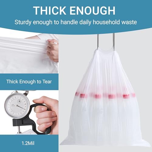 Code J (200 Count) 10-10.5 Gallon Heavy Duty Drawstring Trash Bags Compatible with simplehuman Code J Garbage Can Liners 38-40 Liter | 1.2 Mil | White