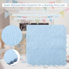 Crisky 3 Ply Baby Shower Napkins for Boy, 50 Pack Embossed Footprints Blue Napkins for Dusty Blue Jean Boy Baby Shower Decorations, Disposable Paper Cocktail Napkin, and Not Easily Torn