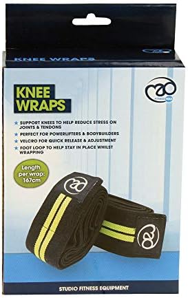 Fitness Mad Unisex's Weight Lifting Support Knee Wraps, Green/Black, 167 cm Long
