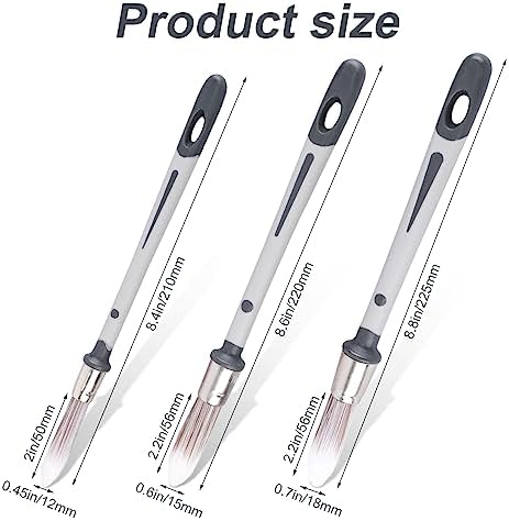 3pcs Paint Brushes for Walls, 0.45/0.6/0.7 inch Small Paint Brush Wall Trim Painting Tools Ideal for Baseboards House Wall Corners Paint Edger Brush and Touch Up Painting