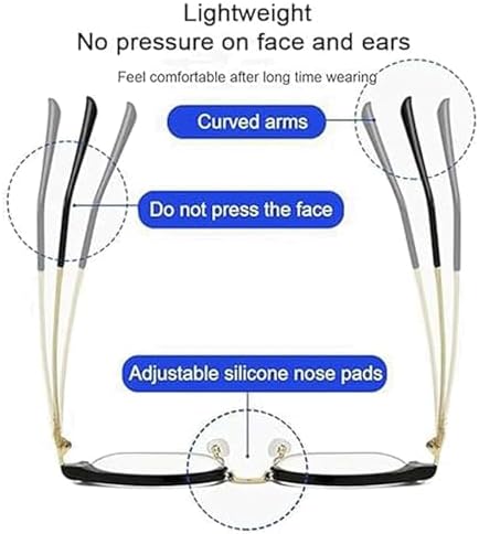 Ultra Light Anti Blue Presbyopic Glasses, Titanium Frame HD Reading Glasses with Spring Hinge, Unisex Anti Eyestrain, Glare