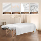 FAHKNS 4 Sets Premium Microfiber Massage Table Sheets Set, 3 Piece Set Ultra-Light Massage Table Cover, Soft Massage Sheets Sets Include Flat Sheet, Fitted Sheet, and Massage Face Rest Cover, White