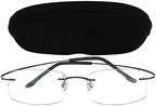 Titanium Frame Rimless Reading Glasses in 24 Strengths and 5 Colors