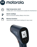 Motorola Nursery Touchless Infrared Thermometer with Backlit Display, TE-94 with Memory Function, High Temperature Alert, Dark Blue