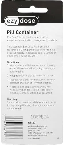 EZY DOSE Keychain Pill Box and Medicine, Vitamin Container, Safe for Money & Travel Items, Metal Canister, Medium Compartments, Various, BPA Free