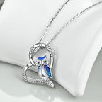 YFN Owl Necklace Sterling Silver I Love You Forever Heart Owl Gifts for Women
