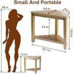 Boulphia Shower Foot Rest 13.8in, Bamboo Shower Stool for Shaving Legs, Waterproof Corner Shower Stool with Storage Shelf, Shower Foot Stool for Inside Small Shower Spaces