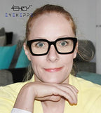 Eyekepper Ladies Computer Glasses - Blue Light Filter Readers Women - UV420 Protection Oversized Square Design Reading Eyeglasses - Black +0.50