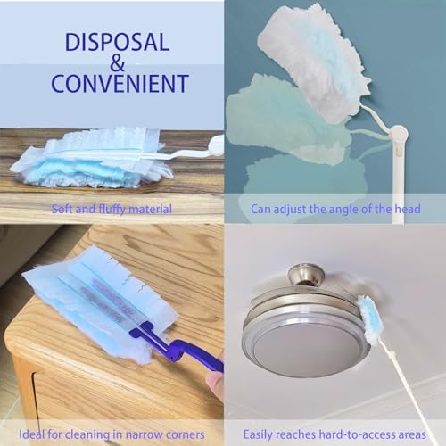 40Pcs Disposable Duster Refills, Electrostatic Fluffy for Cleaning Replacement Refills Bulk for Home Office Ceiling Surface Corner Dusting