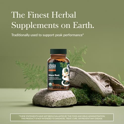 Gaia Herbs Maca Root - Caffeine-Free Energy Supplement - Traditionally Used to Support Healthy Energy & Stamina* - Made with Organic Maca Root (Lepidium meyenii) - 60 Vegan Capsules (60 Servings)