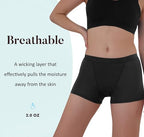 AIRCUTE Women Washable Urinary Incontinence Boxer Briefs Underwear Breathable Protective Boy Shorts for Leaks 2.0OZ 3 Pack (Black, Large)