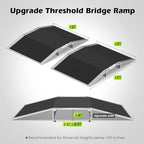 2pc×12"L×1.6"H Bridge Threshold Ramps for Doorways, Fits 2.8–5.1" Wide Thresholds with Adjustable Support Bars,Non-Slip Aluminum Wheelchair Ramps for Home Steps,Sliding Door Ramp for Wheelchair