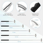 4Pcs Different Back Scratcher Extendable Back Massager Tool with Rubber Handles, Metal Portable Telescoping Back Scratcher, Stocking Stuffers for Men Women Christmas Gift (Black)