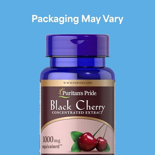 Puritan's Pride Black Cherry Concentrated Extract 250 mg (1000mg Equivalent), Dietary Supplement for General Wellness and Healthy Lifestyle*, 50 Day Supply, 100 Rapid Release Capsules