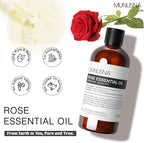 Rose Essential Oil 100ML, 100% Pure Natural Rose Oil for Hair Face Skin Care, Premium Grade Essential Oils for Diffuser, Skin, Care Massage, Yoga, Bath, Soap and Candle Making