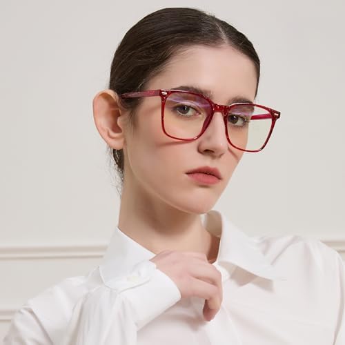 Oversized Square Blue Light Blocking Glasses for Women Men, Anti-Fatigue Computer Monitor Glasses Reduce Eye Strain