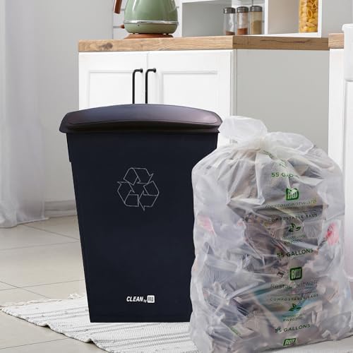 Restaurantware LID ONLY: RW Clean 1 Swing Top Trash Bin Lid Fits 23 Gallon Trash Can - Black Plastic Lid For Waste Basket Heavy-Duty Trash Can Sold Separately