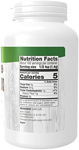 NOW Foods, Guar Gum Powder, 100% Pure Powder, Natural Thickener, Gluten-Free, 8-Ounce