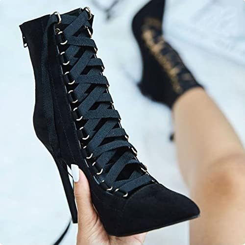 Women's Lace Up Heel Boots High Heel Booties Wedding Dress Shoes Pointed Toe with Stiletto Heel Boots for Women Women's High Boots