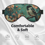 SSIMOO Flower and Bird Art Soft Sleep Eye Mask,Female Breathable Eye Patch,Perfect for Travel and Relaxation, Black