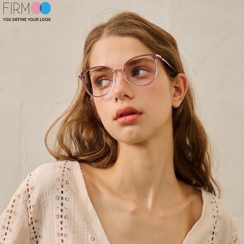 Firmoo Blue Light Blocking Reading Glasses 1.5 for Women/men, Anti Glare Reader Glasses, Rose Gold Round Computer Glasses for Screens
