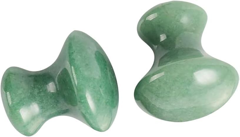 2 Pcs Green Gua Sha Facial Tools Scraping Massage Board Mushroom Face Jade Stones Beauty Massager Scraper for Skin Caring Spa, Facial Skin Care Sets and Kits, Face