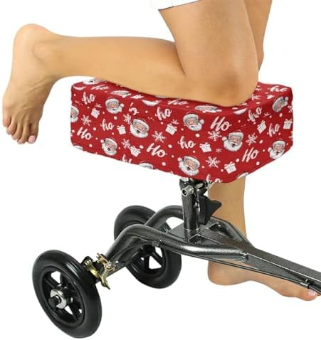 Christmas Santa Hohoho Knee Scooter Cushion Cover, Knee Scooter Pad for Comfort, Memory Foam Cushion Knee Walker Accessories with Removable Cover, 4'' Thick Fits Most Knee Walker Models
