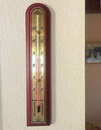 Analog Indoor Wall Thermometer Solid Oak Wood with Brass Scale 10 inch (Mahogany Finish)
