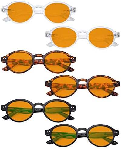 Eyekepper 6 Pairs Blue Light Blocking Readers Oval Computer Reading Glasses Amber Tinted +1.25