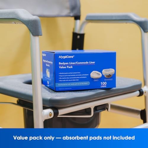 100 Count Enlarged Bedside Commode Liners for Commode Chairs, Bed Pans, and Portable Toilets, Pre-Separated, Leakproof, Sturdy, Disposable, for Adults, Seniors, Medical Care, and Camping