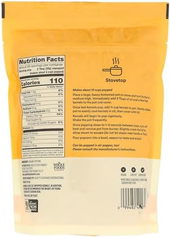 365 by Whole Foods Market, Organic Yellow Popcorn Kernels, 28 Ounce