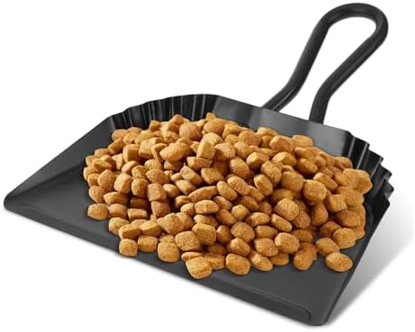 2 Pack Black Metal Dustpan, 12 Inch Heavy Duty Steel Dust Pan with Handle Handheld Dustpan Wide Scooper for Indoor, Outdoor, Fireplace, Industrial and Commercial Use