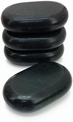 Set of 4 XL Oval Hot Massage Stones – Natural Basalt Stones for Spa Therapy & Muscle Relief – Smooth, Heat-Retaining, Large Size for Professional and Home Use