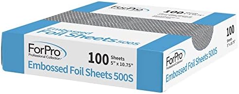 ForPro Professional Collection Embossed Foil Sheets 500S, Aluminum Foil, Pop-Up Dispenser, for Hair Color Application and Highlighting Services, Food Safe, 5" W x 10.75" L, 100-Count