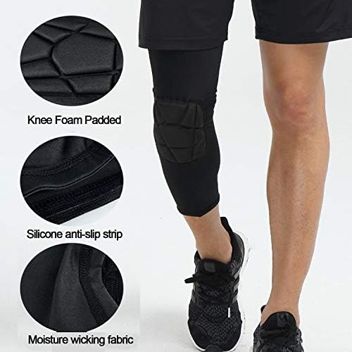 Knee Padded 2 Pack Compression Leg Sleeve Thigh Guard Sports Protective Gear Brace Support for Football Basketball Volleyball Softball Tennis Youth Kids Adult