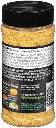 Frontier Co-op Premium Nutritional Yeast Flakes, 3.6 oz. - Vegan, Gluten-Free, Kosher, Non-Irradiated Seasoning, Dairy-Free Cheese Flavor, Rich in B Vitamins