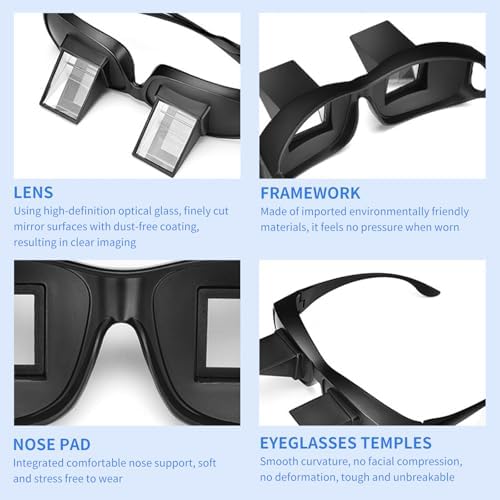 SooGree Lazy Glasses, Horizontal Prism Glasses,Lazy Spectacles for Bedridden Laying Dowd Reading and Watching TV in Bed