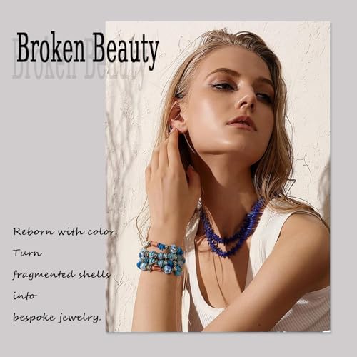 Chip Shells, 260pcs 5-8mm Irregular Beads with Holes, Royal Blue Shell & Lapis Lazuli Like Chip Beads for Jewelry Making