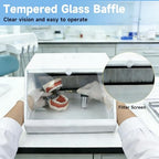 Dental Lab LED Grinding Dust Collector Box with Tempered Glass Baffle, Dual Vacuum System with 2 Filters