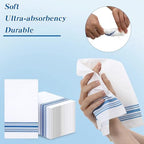 200 Pack Guest Napkins Disposable Paper Hand Towels Bathroom Decorative Napkins Linen Feel Soft Absorbent Bulk Dinner Paper Towels for Kitchen Event Wedding Christmas Party(Blue Stripe)