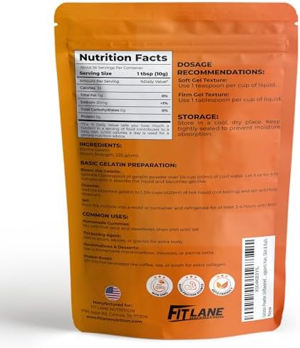 Gelatin Powder Unflavored 1.3 lbs Bulk Bag - Gelatina Sin Sabor en Polvo - Product of USA - Perfect for Desserts, Baking & Cooking - Supports Hair, Skin & Nails