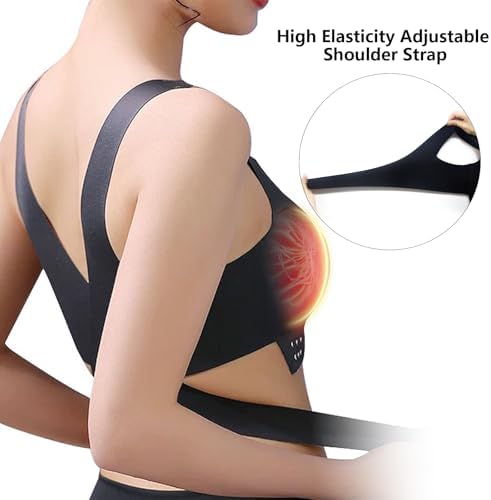 Electric Bust Massager, Breast Enhancer Massager Bra with 3 Heating Levels, USB Wireless Breast Massager for Shaping Beautiful Chest Anti Sagging with 5 Modes, Black