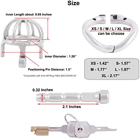TERNENCE Chastity Locked Small Male Ergonomic Design Cock Cage with Urethral Tube T245 (45mm M Size)